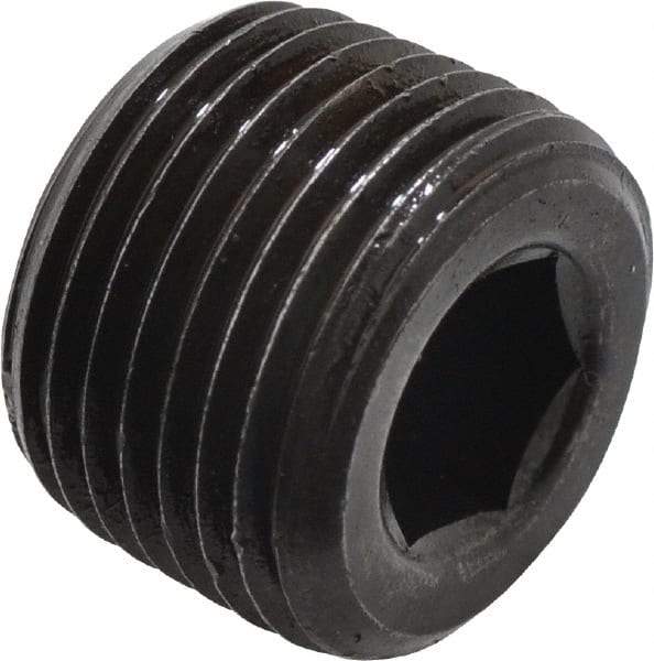 Unbrako - 3/8-18, 1/2" OAL, Alloy Steel Socket Pressure Plug - 3/4" Taper per Foot, 5/16" Hex Key - Industrial Tool & Supply