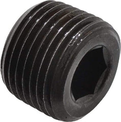 Unbrako - 3/8-18, 1/2" OAL, Alloy Steel Socket Pressure Plug - 3/4" Taper per Foot, 5/16" Hex Key - Industrial Tool & Supply