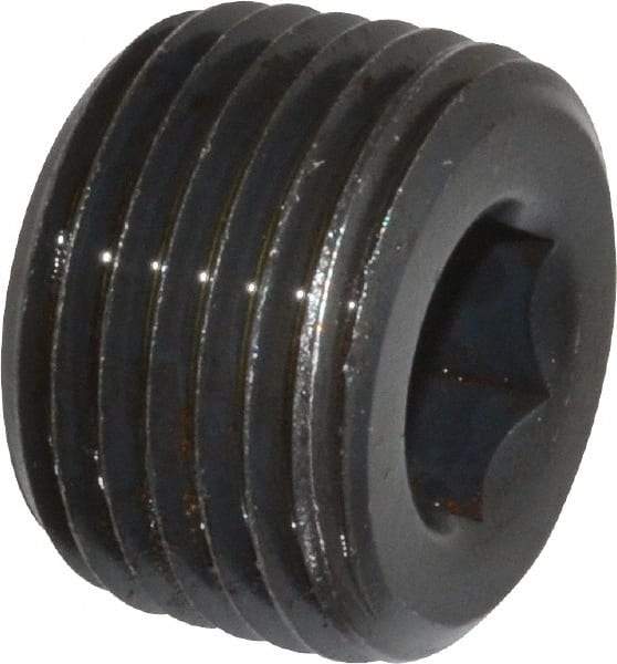 Unbrako - 1/2-14, 9/16" OAL, Alloy Steel Socket Pressure Plug - 3/4" Taper per Foot, 3/8" Hex Key - Industrial Tool & Supply