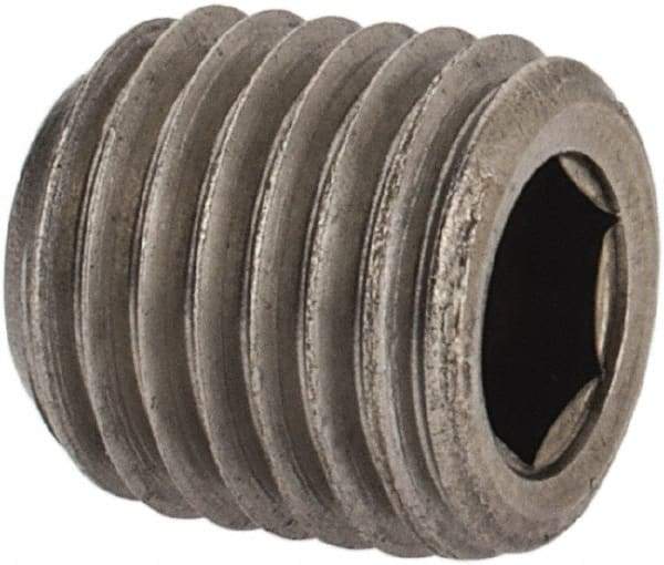Unbrako - 1/16-27, 5/16" OAL, Stainless Steel Socket Pressure Plug - 3/4" Taper per Foot, 5/32" Hex Key - Industrial Tool & Supply