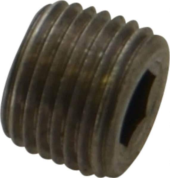 Unbrako - 1/8-27, 5/16" OAL, Stainless Steel Socket Pressure Plug - 3/4" Taper per Foot, 3/16" Hex Key - Industrial Tool & Supply