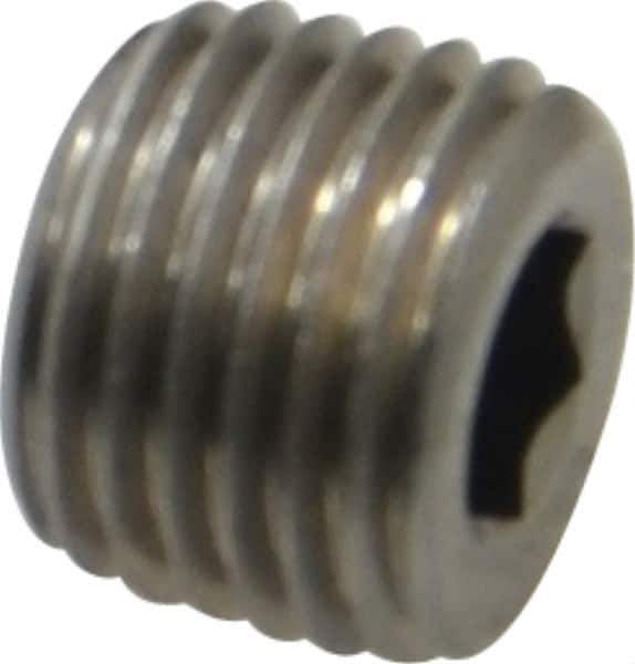 Unbrako - 1/4-18, 7/16" OAL, Stainless Steel Socket Pressure Plug - 3/4" Taper per Foot, 1/4" Hex Key - Industrial Tool & Supply