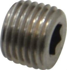 Unbrako - 1/4-18, 7/16" OAL, Stainless Steel Socket Pressure Plug - 3/4" Taper per Foot, 1/4" Hex Key - Industrial Tool & Supply