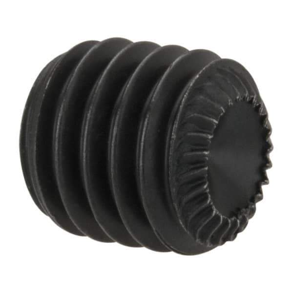 Unbrako - M8, 8mm OAL, Knurled Cup Point Set Screw - Grade 45H Alloy Steel, 4mm Key - Industrial Tool & Supply