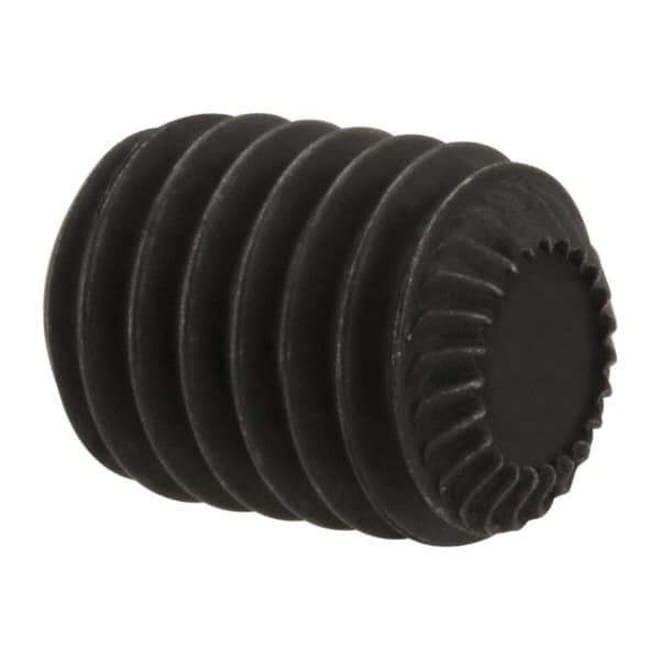 Unbrako - M8, 10mm OAL, Knurled Cup Point Set Screw - Grade 45H Alloy Steel, 4mm Key - Industrial Tool & Supply
