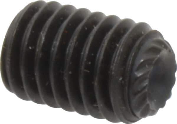 Unbrako - M8, 12mm OAL, Knurled Cup Point Set Screw - Grade 45H Alloy Steel, 4mm Key - Industrial Tool & Supply