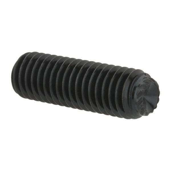 Unbrako - M8, 25mm OAL, Knurled Cup Point Set Screw - Grade 45H Alloy Steel, 4mm Key - Industrial Tool & Supply