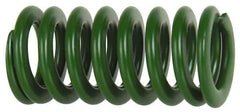 Associated Spring Raymond - 25mm Hole Diam, 12.5mm Rod Diam, 4-1/2" Free Length, Green Die Spring - 860.2 N Max Deflection, 46mm Max Deflection, Light Duty, Chromium Alloy Steel - Industrial Tool & Supply