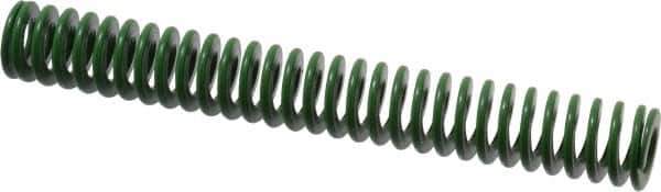 Associated Spring Raymond - 20mm Hole Diam, 10mm Rod Diam, 152mm Free Length, Green Die Spring - 457.5 N Max Deflection, 61mm Max Deflection, Light Duty, Chromium Alloy Steel - Industrial Tool & Supply