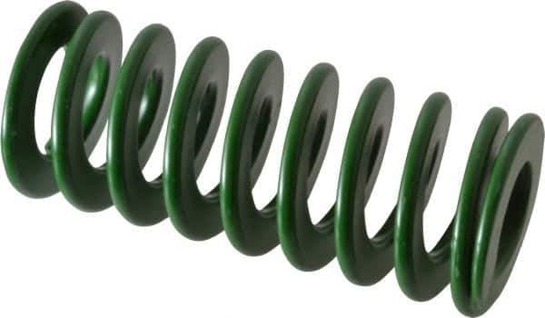 Associated Spring Raymond - 32mm Hole Diam, 16mm Rod Diam, 3" Free Length, Green Die Spring - 1320 N Max Deflection, 30mm Max Deflection, Light Duty, Chromium Alloy Steel - Industrial Tool & Supply
