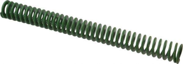 Associated Spring Raymond - 32mm Hole Diam, 16mm Rod Diam, 12" Free Length, Green Die Spring - 1256.6 N Max Deflection, 122mm Max Deflection, Light Duty, Chromium Alloy Steel - Industrial Tool & Supply