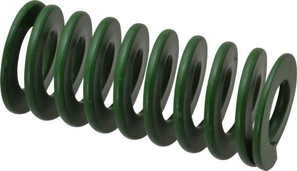Associated Spring Raymond - 40mm Hole Diam, 20mm Rod Diam, 3-1/2" Free Length, Green Die Spring - 1785 N Max Deflection, 35mm Max Deflection, Light Duty, Chromium Alloy Steel - Industrial Tool & Supply
