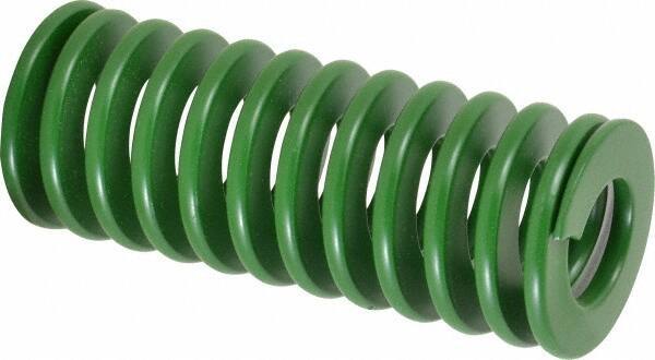Associated Spring Raymond - 50mm Hole Diam, 25mm Rod Diam, 5" Free Length, Green Die Spring - 3621 N Max Deflection, 51mm Max Deflection, Light Duty, Chromium Alloy Steel - Industrial Tool & Supply