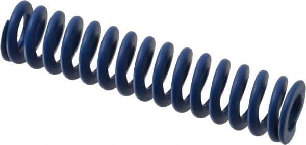 Associated Spring Raymond - 20mm Hole Diam, 10mm Rod Diam, 3-1/2" Free Length, Blue Die Spring - 726 N Max Deflection, 33mm Max Deflection, Medium Duty, Chromium Alloy Steel - Industrial Tool & Supply