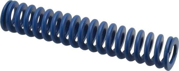 Associated Spring Raymond - 20mm Hole Diam, 10mm Rod Diam, 4" Free Length, Blue Die Spring - 752.4 N Max Deflection, 38mm Max Deflection, Medium Duty, Chromium Alloy Steel - Industrial Tool & Supply