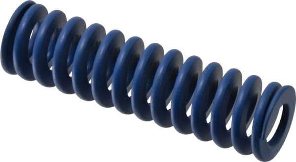 Associated Spring Raymond - 25mm Hole Diam, 12.5mm Rod Diam, 3-1/2" Free Length, Blue Die Spring - 1260.6 N Max Deflection, 33mm Max Deflection, Medium Duty, Chromium Alloy Steel - Industrial Tool & Supply