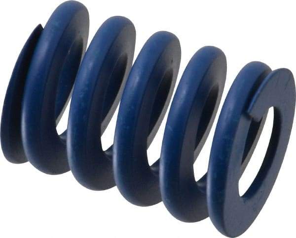 Associated Spring Raymond - 32mm Hole Diam, 16mm Rod Diam, 1-3/4" Free Length, Blue Die Spring - 2607 N Max Deflection, 16.5mm Max Deflection, Medium Duty, Chromium Alloy Steel - Industrial Tool & Supply