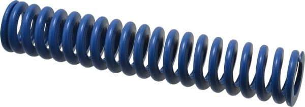 Associated Spring Raymond - 40mm Hole Diam, 20mm Rod Diam, 8" Free Length, Blue Die Spring - 2789.2 N Max Deflection, 76mm Max Deflection, Medium Duty, Chromium Alloy Steel - Industrial Tool & Supply