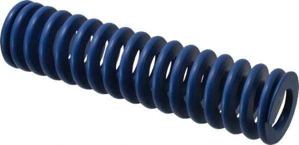 Associated Spring Raymond - 50mm Hole Diam, 25mm Rod Diam, 8" Free Length, Blue Die Spring - 4544.7998 N Max Deflection, 76mm Max Deflection, Medium Duty, Chromium Alloy Steel - Industrial Tool & Supply