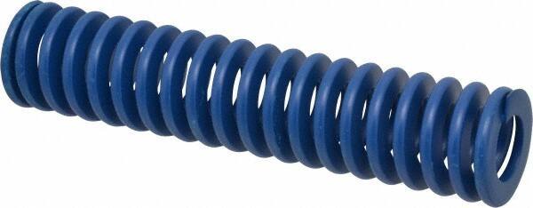 Associated Spring Raymond - 50mm Hole Diam, 25mm Rod Diam, 9" Free Length, Blue Die Spring - 4377.3999 N Max Deflection, 86mm Max Deflection, Medium Duty, Chromium Alloy Steel - Industrial Tool & Supply