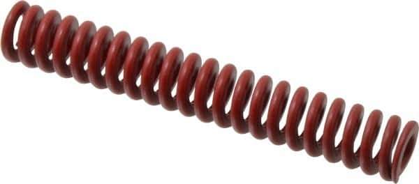 Associated Spring Raymond - 20mm Hole Diam, 10mm Rod Diam, 5" Free Length, Red Die Spring - 1295.8 N Max Deflection, 38mm Max Deflection, Strong Duty, Chromium Alloy Steel - Industrial Tool & Supply