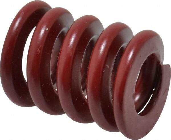 Associated Spring Raymond - 25mm Hole Diam, 12.5mm Rod Diam, 1-1/4" Free Length, Red Die Spring - 2851.2 N Max Deflection, 9.6mm Max Deflection, Strong Duty, Chromium Alloy Steel - Industrial Tool & Supply