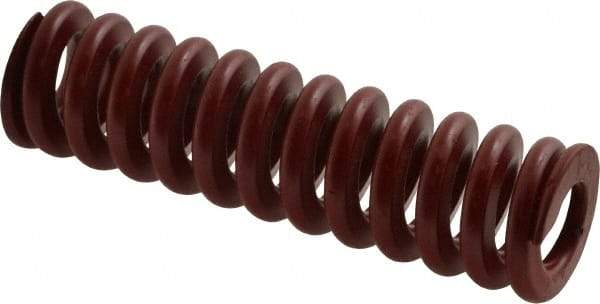 Associated Spring Raymond - 25mm Hole Diam, 12.5mm Rod Diam, 3-1/2" Free Length, Red Die Spring - 2268 N Max Deflection, 27mm Max Deflection, Strong Duty, Chromium Alloy Steel - Industrial Tool & Supply