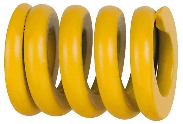 Associated Spring Raymond - 50mm Hole Diam, 25mm Rod Diam, 12" Free Length, Yellow Die Spring - 9792 N Max Deflection, 64mm Max Deflection, Extra Strong, Chromium Alloy Steel - Industrial Tool & Supply