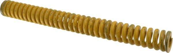 Associated Spring Raymond - 32mm Hole Diam, 16mm Rod Diam, 12" Free Length, Yellow Die Spring - 3724 N Max Deflection, 76mm Max Deflection, Extra Strong, Chromium Alloy Steel - Industrial Tool & Supply