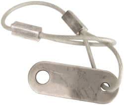 Made in USA - 6" Long, Steel Cable Loop & Tab with Hole End, Quick Release Pin Lanyard - 3/64" Cable Diam, 13/64" Hole Diam, Nylon Cable, Galvanized Finish - Industrial Tool & Supply