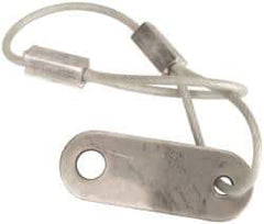 Made in USA - 6" Long, Steel Cable Loop & Tab with Hole End, Quick Release Pin Lanyard - 3/64" Cable Diam, 13/64" Hole Diam, Nylon Cable, Galvanized Finish - Industrial Tool & Supply