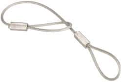 Made in USA - 6" Long, Steel Cable Loop & Loop End, Quick Release Pin Lanyard - 3/64" Cable Diam, Nylon Cable, Galvanized Finish - Industrial Tool & Supply
