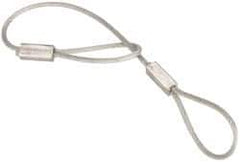 Made in USA - 6" Long, Steel Cable Loop & Loop End, Quick Release Pin Lanyard - 3/64" Cable Diam, Nylon Cable, Galvanized Finish - Industrial Tool & Supply
