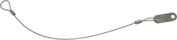 Made in USA - 12" Long, Steel Cable Loop & Tab with Hole End, Quick Release Pin Lanyard - 3/64" Cable Diam, 13/64" Hole Diam, Nylon Cable, Galvanized Finish - Industrial Tool & Supply
