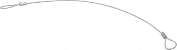 Made in USA - 12" Long, Steel Cable Loop & Loop End, Quick Release Pin Lanyard - 3/64" Cable Diam, Nylon Cable, Galvanized Finish - Industrial Tool & Supply