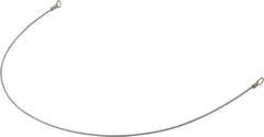 Made in USA - 18" Long, Steel Cable Eye & Eye End, Quick Release Pin Lanyard - 3/64" Cable Diam, #10 Hole Diam, Nylon Cable, Galvanized Finish - Industrial Tool & Supply