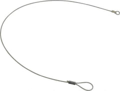 Made in USA - 18" Long, Steel Cable Loop & Eye End, Quick Release Pin Lanyard - 3/64" Cable Diam, #10 Hole Diam, Nylon Cable, Galvanized Finish - Industrial Tool & Supply
