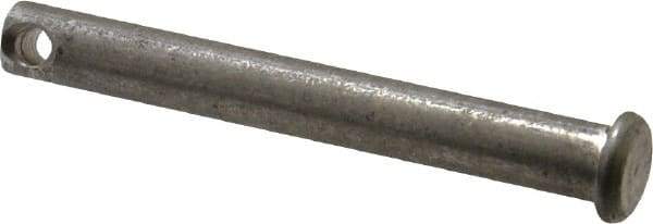 Made in USA - 5/16" Pin Diam, 2-1/2" OAL, Standard Clevis Pin - 9/64" Hole, 2-23/64" Usable Length, Uncoated Stainless Steel - Industrial Tool & Supply