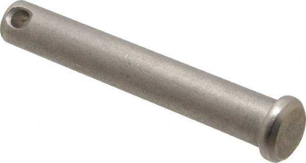 Made in USA - 3/8" Pin Diam, 2-1/2" OAL, Standard Clevis Pin - 5/32" Hole, 2-11/32" Usable Length, Uncoated Stainless Steel - Industrial Tool & Supply