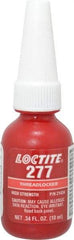 Loctite - 10 mL Bottle, Red, High Strength Liquid Threadlocker - Series 277, 24 hr Full Cure Time, Hand Tool, Heat Removal - Industrial Tool & Supply