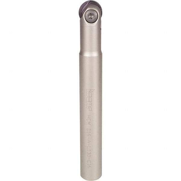 Iscar - 1/2" Cut Diam, 5/8" Shank Diam, 6-1/2" OAL, Indexable Ball Nose End Mill - 2.4" Head Length, Straight Shank, HCM D.50 Toolholder, HBF-QF, HBR-QF, HCD-QF, HCR Insert - Industrial Tool & Supply