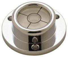 Geier & Bluhm, Inc. - 1-1/4 Inch Base Diameter x 0.44 Inch Overall Height, 1 Circle, Brass Bull's Eye Circular Level - 0.276 Inch Vial Diameter, 5/8 Inch Inner Diameter, 0.12 Inch Mounting Hole Diameter, 0.1 Inch Sensitivity, -40 to 150°F, Cross Lines - Industrial Tool & Supply