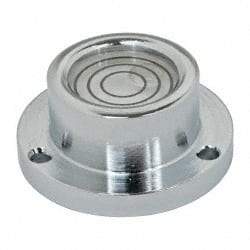 Geier & Bluhm, Inc. - 1 Inch Base Diameter x 0.44 Inch Overall Height, 3 Circles, Brass Bull's Eye Circular Level - 0.218 Inch Vial Diameter, 1/2 Inch Inner Diameter, 0.093 Inch Mounting Hole Diameter, 30 min Sensitivity, -40 to 160°F - Industrial Tool & Supply