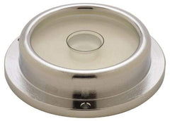 Geier & Bluhm, Inc. - 2-3/4 Inch Base Diameter x 0.69 Inch Overall Height, 1 Circle, Brass Bull's Eye Circular Level - 5/8 Inch Vial Diameter, 1-13/16 Inch Inner Diameter, 0.14 Inch Mounting Hole Diameter, 0.1 Inch Sensitivity, -40 to 150°F - Industrial Tool & Supply