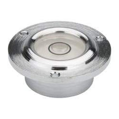 Geier & Bluhm, Inc. - 11/16 Inch Base Diameter x 0.41 Inch Overall Height, 1 Circle, Brass Bull's Eye Circular Level - 0.22 Inch Vial Diameter, 1/2 Inch Inner Diameter, 0.07 Inch Mounting Hole Diameter, 0.1 Inch Sensitivity, -40 to 165°F - Industrial Tool & Supply