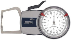 SPI - 10mm Max Measurement, 0.01mm Graduation, Outside Dial Caliper Gage - 35mm Leg Length, 0.02mm Accuracy - Industrial Tool & Supply