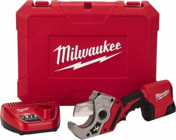 Milwaukee Tool - 2" Pipe Capacity, M12 PVC Shear - Cuts Flexible Rubber, PVC, Plastic - Industrial Tool & Supply