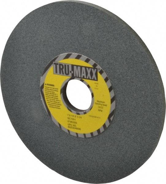 Tru-Maxx - 7" Diam x 1-1/4" Hole x 1/4" Thick, I Hardness, 100 Grit Surface Grinding Wheel - Silicon Carbide, Type 1, Fine Grade, 3,600 Max RPM, Vitrified Bond, No Recess - Industrial Tool & Supply