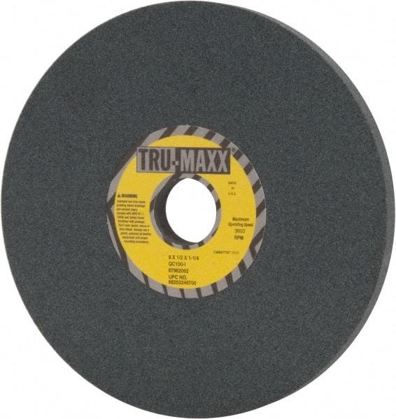 Tru-Maxx - 8" Diam x 1-1/4" Hole x 1/2" Thick, I Hardness, 100 Grit Surface Grinding Wheel - Silicon Carbide, Type 1, Fine Grade, 3,600 Max RPM, Vitrified Bond, No Recess - Industrial Tool & Supply