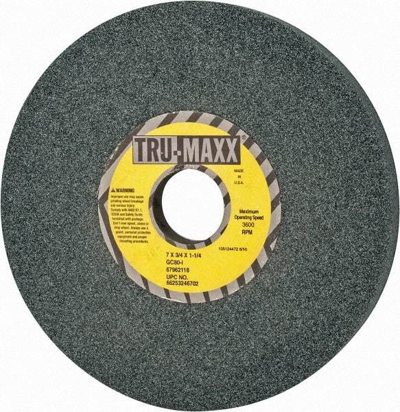 Tru-Maxx - 7" Diam x 1-1/4" Hole x 3/4" Thick, I Hardness, 80 Grit Surface Grinding Wheel - Silicon Carbide, Type 5, Medium Grade, 3,600 Max RPM, Vitrified Bond, One-Side Recess - Industrial Tool & Supply